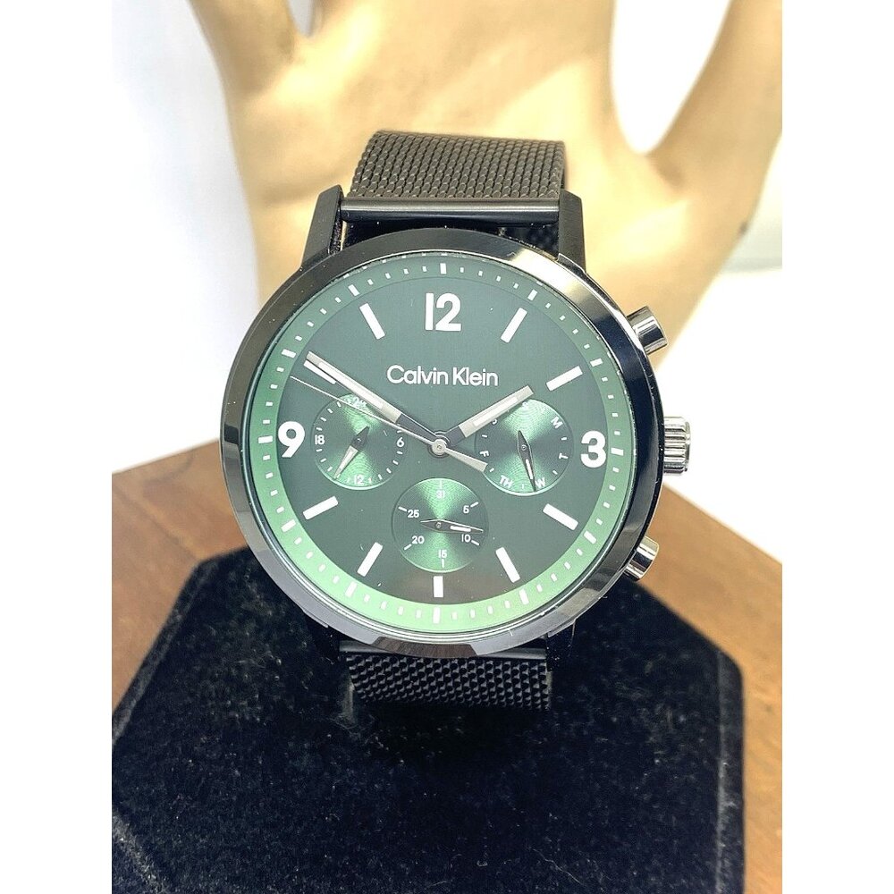 Calvin Klein Men's Watch 25200440 Quartz Green Dial Black Stainless Steel 44mm